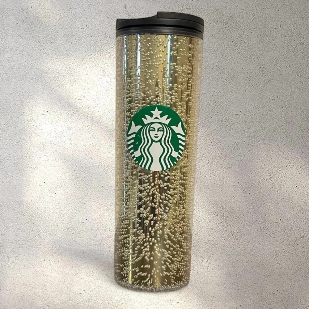 Starbucks Iridescent Gold Champagne Bubble Tumbler Cup m